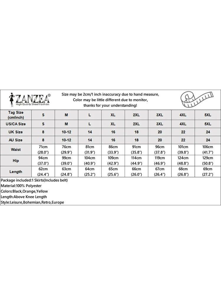 ZANZEA Saia Elegante Feminina – Cintura Alta, Casual, Botões, Verão 2025