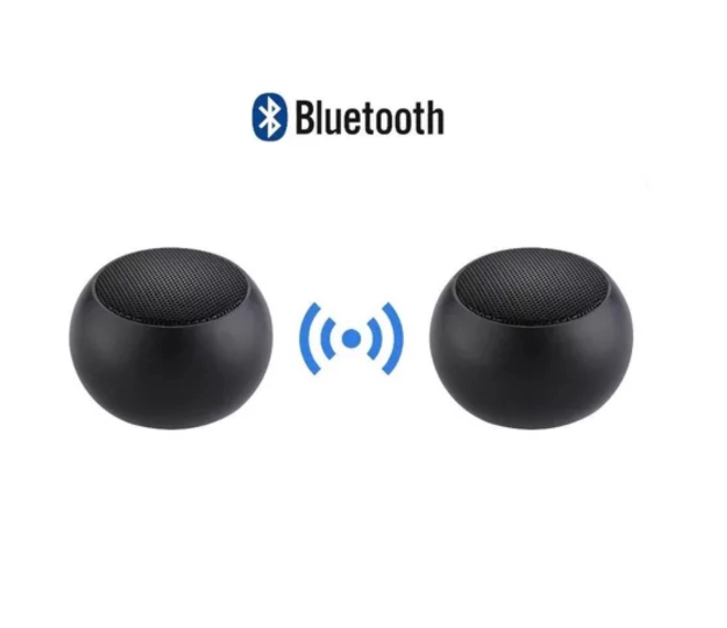 Mini Caixa de Som Bluetooth TWS Metálica com Subwoofer de 3W